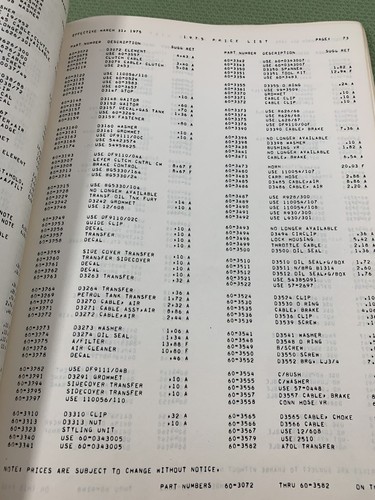 Triumph BSA Norton Dealer Price List Book Manual, 1975 - Picture 6 of 8