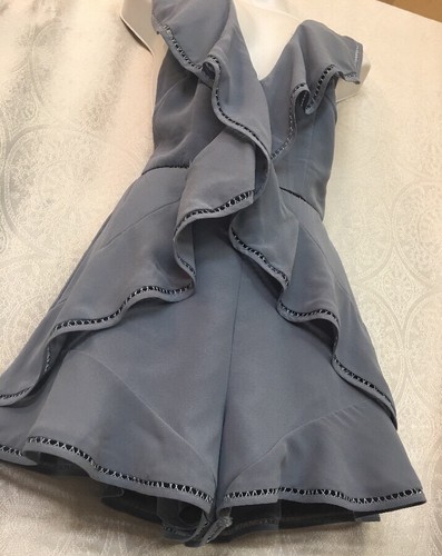 Keepsake Romper Blue Sleeveless Ruffle Flare Trim Size Xs New No Tags - Picture 4 of 11