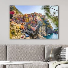 Wall26 - Italian Colorful Buildings on The Hillside Photography Canvas Wall Art