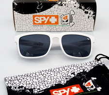 Spy Helm Promo Sunglasses Matte White Dark Smoke Tint Lens Black Logo NEW S12