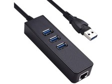3-Ports USB 3.0 Gigabit Ethernet Port RJ45 Wired Network Adapter Hub to 1000Mbps