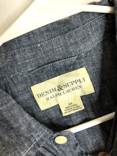Denim & Supply Ralph Lauren Pearl Snap Chambray Shirt USA Flag, Mens Size Small - Picture 3 of 4