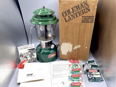 Coleman 220K195 1980 Laterne Camping Vintage top Zustand mit Karton