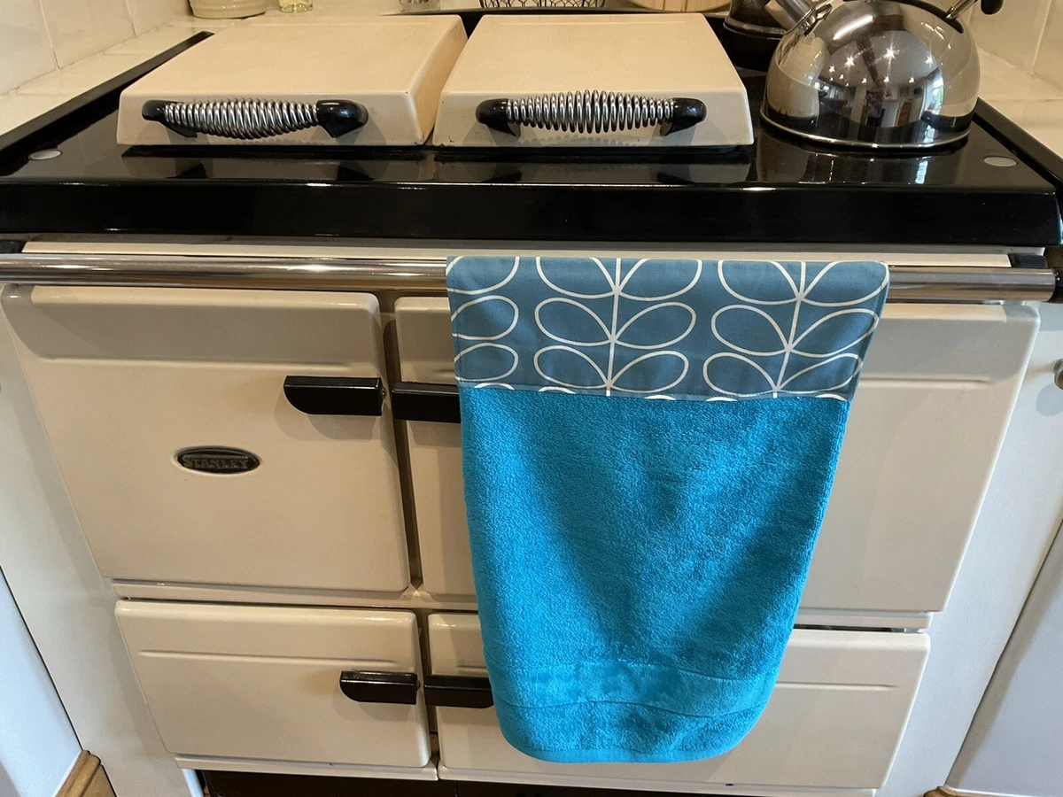 Aga hand towel Orla Kiely Deep Duck Egg Linear Stem Fabric Hand