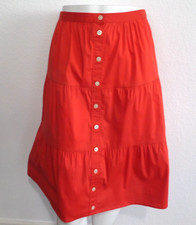 LOFT ORANGE TIERED FRONT BUTTON PACKET PEASANT A LINE COTTON SKIRT SZ: LP NWT