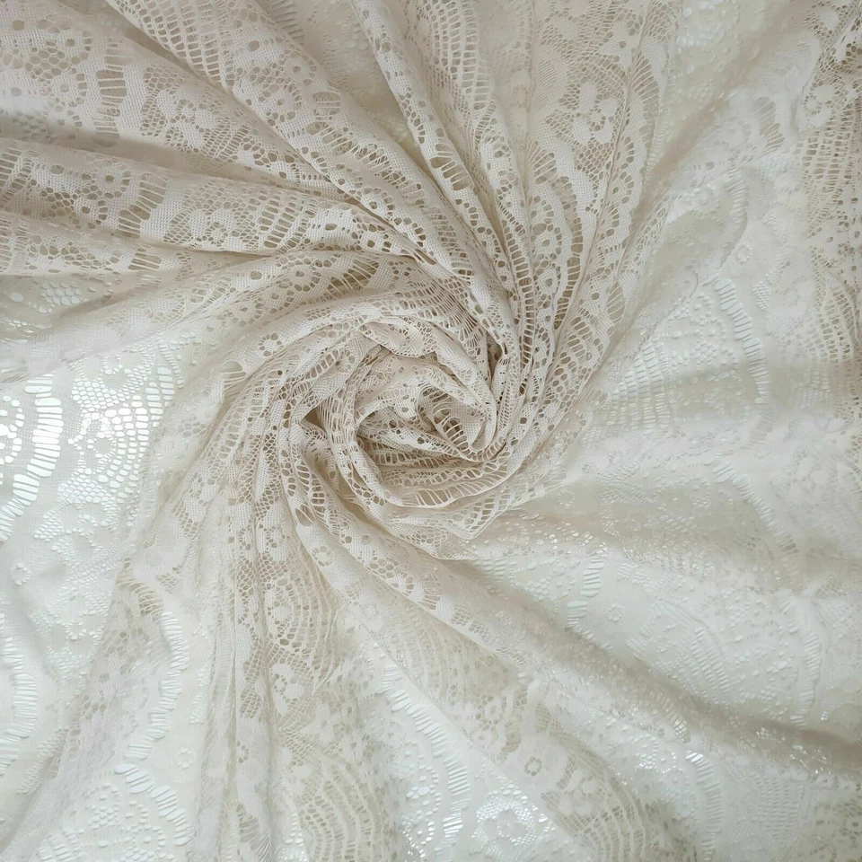 Floral Lace Material Craft Dress Costume Curtain Quilting Fabric 58" Meter - Image 4 of 4