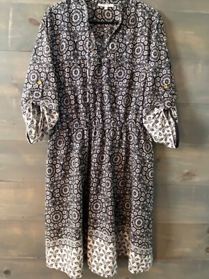 Speed Control New York Shirt Dress Sz 2X Black Elastic Waist 3/4 sleeves lace up