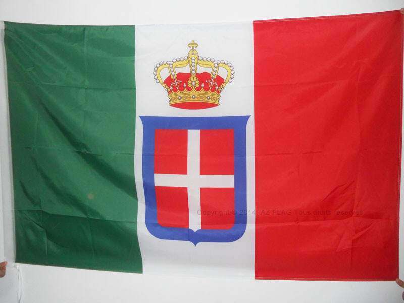 Drapeau Royaume Italie avec couronne 150x90cm historique en polyester