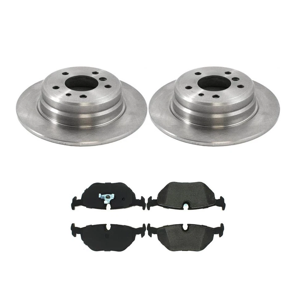 Juego de pares de rotores de freno traseros y pastillas de freno metálicas para BMW 525i 1991-1995 Foto 2 de 4