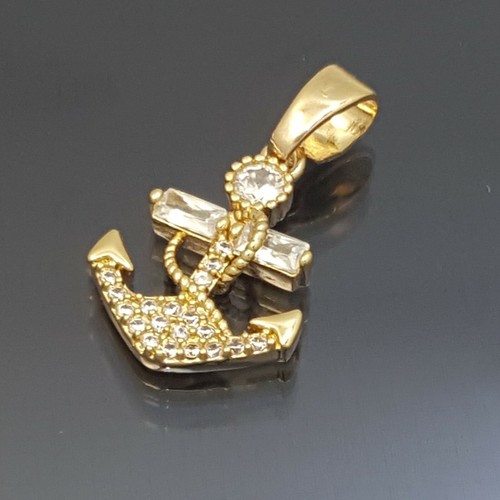 Impresionante colgante náutico de diamantes simulados italianos de oro de 18 quilates GF de 15 mm - Imagen 9 de 12