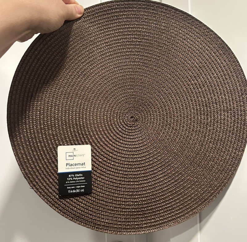 Brown Braided Placemats Set of 4 ~ Woven Washable Reversible 15’ Dining