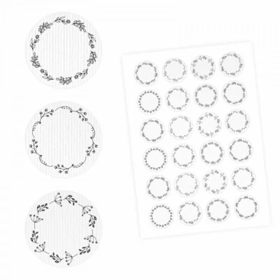 NIKIMA SCHÖNES FÜR KINDER 24 etiquetas universales - ramo de flores blanco - Ø redondo 4 cm - etiquetas para el hogar