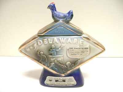 Vintage Jim Beam Decanter Blue Hen State Delaware 1972