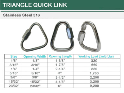 Marine Boat T316 Stainless Steel Delta Quick Link Triangle Link