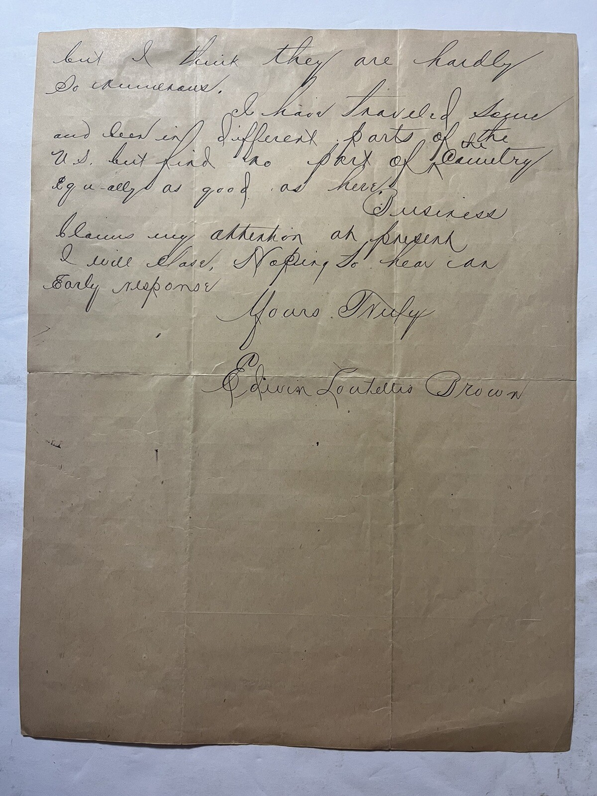 1886 Letter Edwin Brown Burlington & Missouri RR of Nebraska from