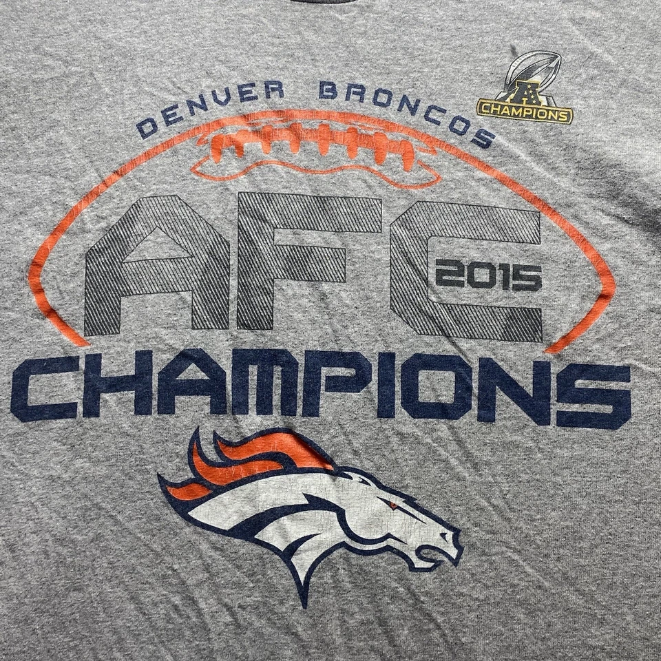 Camisa Denver Broncos Para Hombre Talla M Gris Manga Larga 2015 AFC Champions Deletrear Foto 2 de 4
