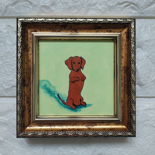 Cuadro Dachshund Marrón Original Enmarcado Divertido Perro Pintura Cachorro Pintura - Imagen 6 de 10