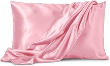 King Size 2 Silky Pillowcases Satin Pink Extra Soft Microfiber Wrinkle Fade