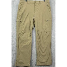 LL Bean Men 36X29 Pants Cargo Tan Nylon Blend Performance Stretch Tech Authentic