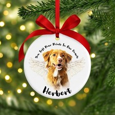 Personalized Pet Memorial Ornament Dog with Wings Ceramic Paw Prints Keepsake