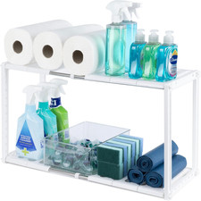 under Sink Storage Caddy - White Adjustable and Extendable Multi Purpose Kitchen
