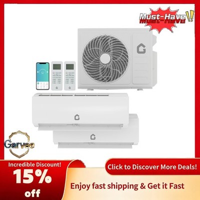 12K+12K BTU Dual Zone 18K BTU Mini Split Air Conditioner Heating System 24 SEER2
