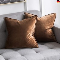 Miulee Samt Kissenbezug 50X50 Kissen Schokoladenbraun KissenhüLle Sofakissen