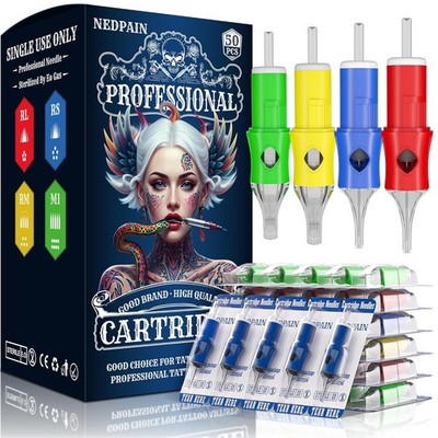 50Pcs #10 Bugpin Tattoo Cartridge Needles Mixed Round Liner Shader Magnum