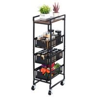 Obst GemüSe Korb KüChenrollwagen FüR KüChe 4 Tier Drehend Obst GemüSe Lagerregal