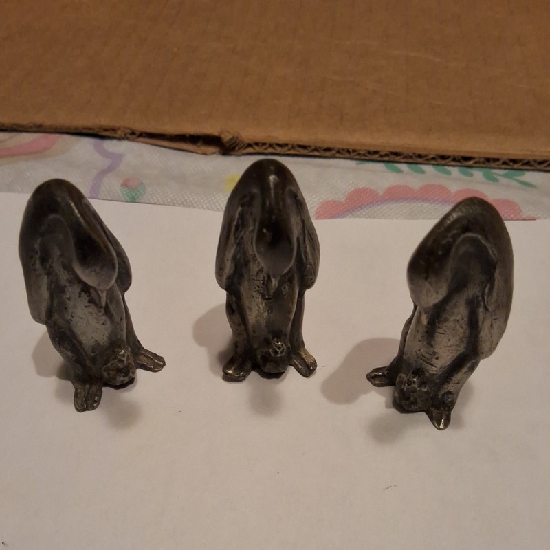 Vintage Set of 3 Penguins 1930s/50s Hollowcast Lead Made By Britain's Ltd