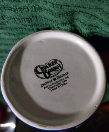 Vintage Cracker Barrel X-Large Blue Coffee Mug Coach A True American Hereo - Picture 6 of 8