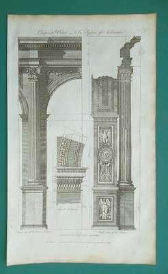 ARCHITECTURE Composite Order per Sir William Chambers - 1789 Antique Print