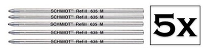 5 PACK | SCHMIDT-MINE 635 M REFILL FOR BALLPOINT PEN  NEW  BLACK 210 ISO12757-2D
