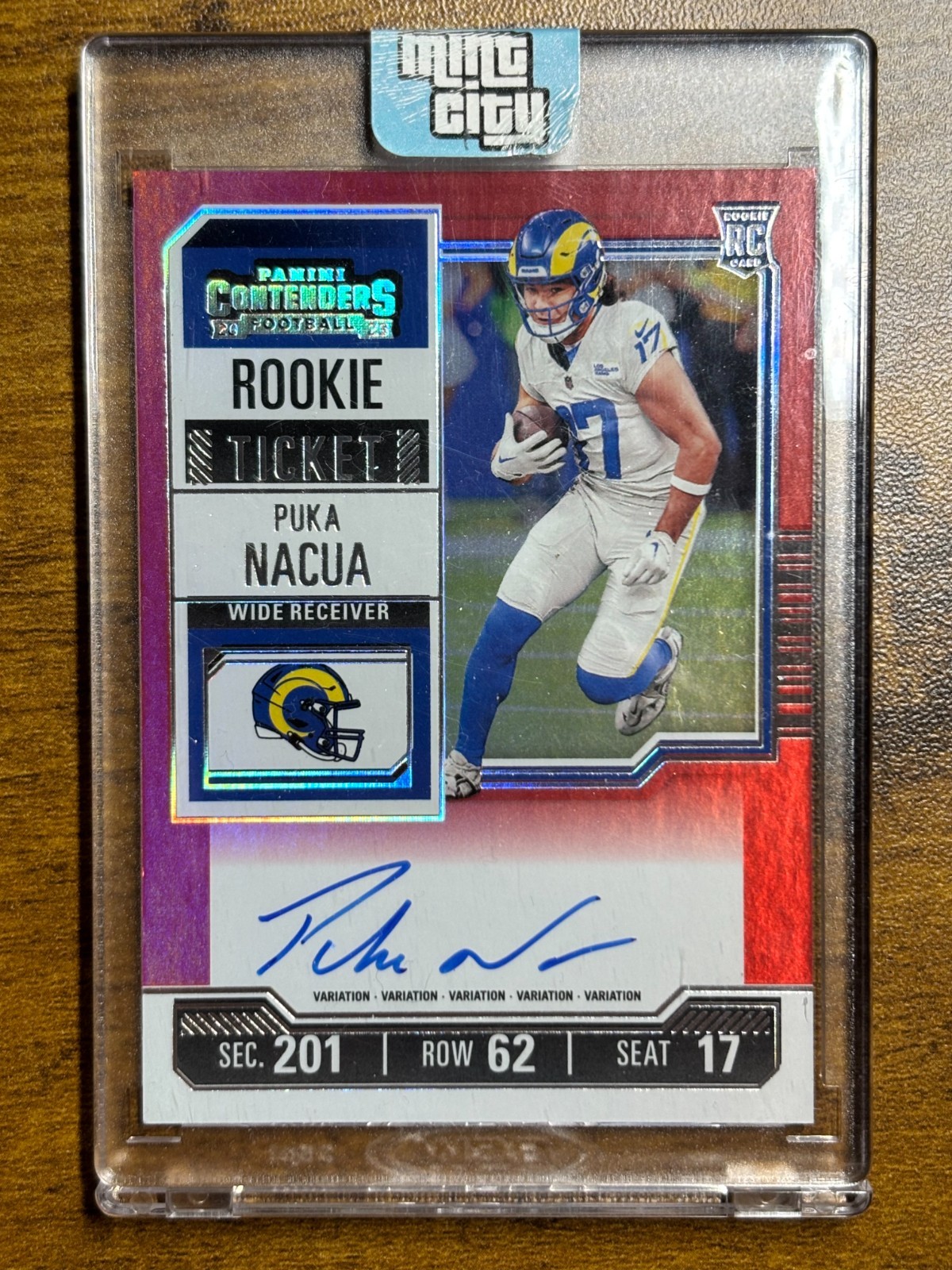 2023 Panini Contenders Rookie Ticket FOTL Puka Nacua #125 Red Zone Ticket Auto
