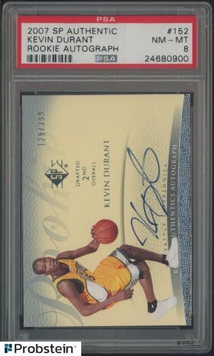 2007 SP Authentic #152 Kevin Durant Rookie Autograph Auto /399 PSA 8 RC Rockets