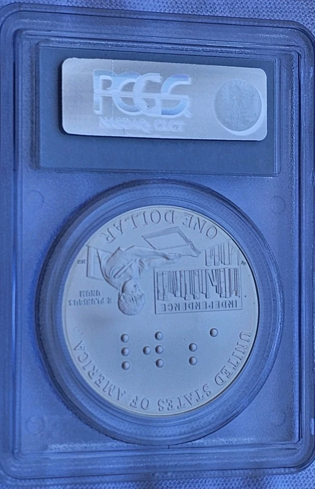 2009-P Louis Braille Commemorative Dollar Coin PCGS MS70 - Image 2 of 3