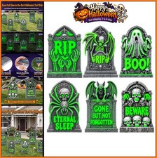 6pcs Glow-in-the-Dark Halloween Tombstones Large Yard Decorations Outdoor