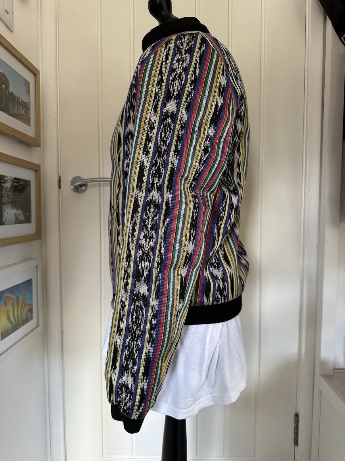 Giacca Teddy Yves Saint Laurent Multicolore o Nero Grigio Reversibile Taglia 50