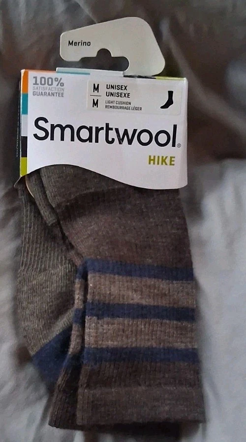 Smartwool socks Medium M Men Women crew striped merino wool Chestnut Stripes Med