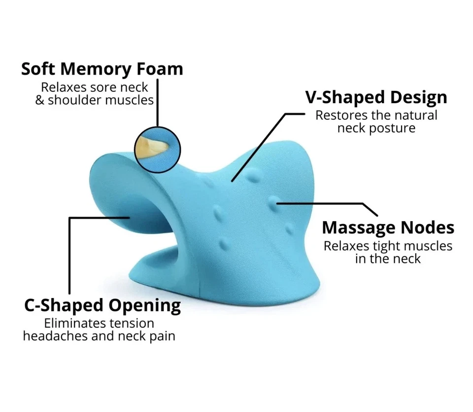 Estirador de cuello hombro relajante quiropráctica cervical dispositivo de tracción almohada EE. UU. Foto 4 de 4