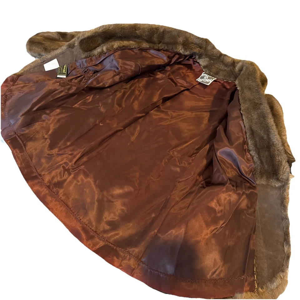 Abrigo de piel sintética Tissavel para mujer marrón acrílico algodón manga larga cuello vintage Foto 3 de 4