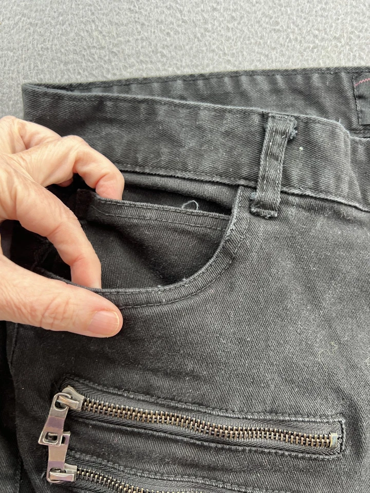 Smoke Rise Shorts Mens 38 Black Moto Cargo Zipper Pockets Urban Streetwear Style - Image 2 of 4