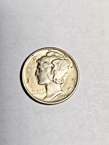 1944 S mercury Dime, UNC with good luster