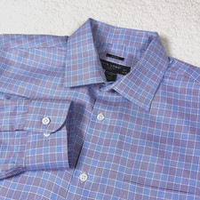 Pronto Uomo Men's Egyptian Cotton Dress Shirt Blues  Purple Size 16.5-34/35"