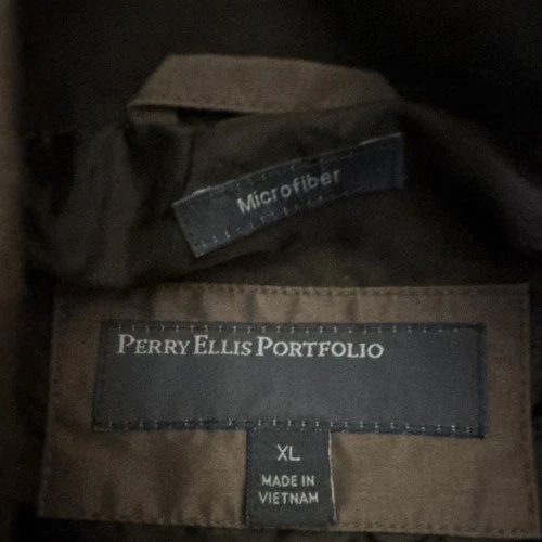 Perry Ellis Portfolio Men's XL Microfiber Full Zip Jacket Taupe/Green image 5