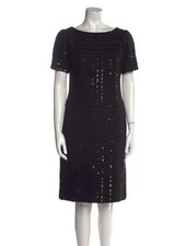 Chanel Classic Tweed Sequin Black Dress 44 USA 6/8