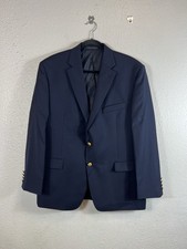 Lauren Ralph Lauren Mens Navy Blue Blazer Sport Coat Gold Button 100 Wool 42S