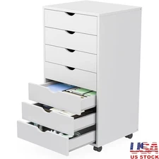 7 Drawer Storage Chest Wood Furniture Organization Easy Mobility Elegant Design