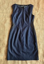 T Tahari Front-Zip Hourglass Sheath Dress | Navy & Black | Corporate Core | UK 8