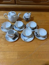 Vintage Japanese Porcelain Tea Set Cups Saucers Teapot Sugar Creamer 11pc
